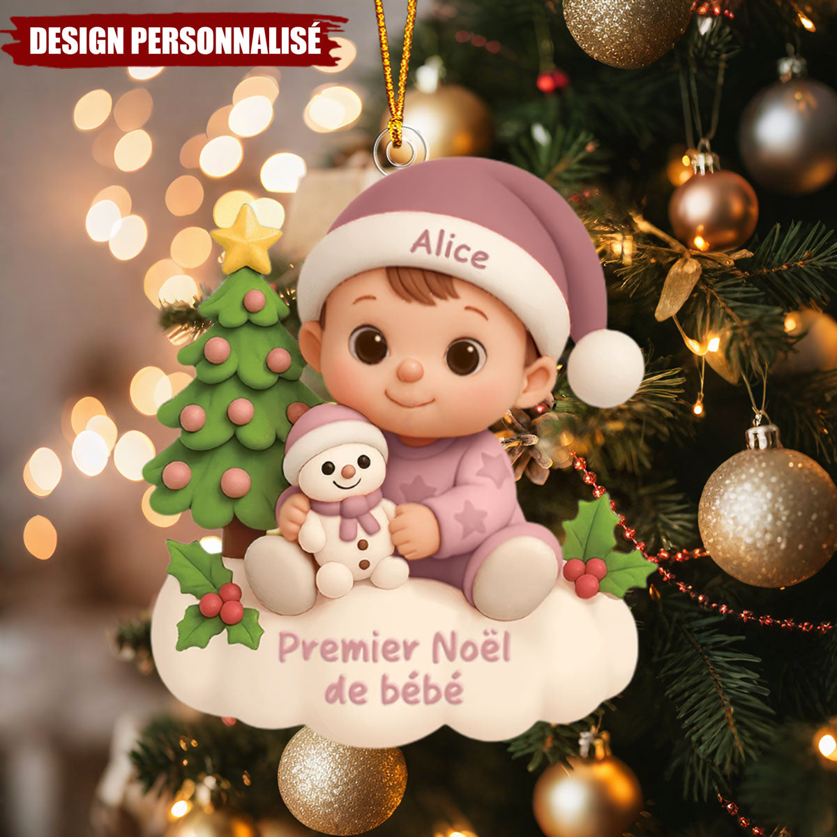 Décoration de Sapin Personnalisée – Le Premier Noël de Mon Bébé