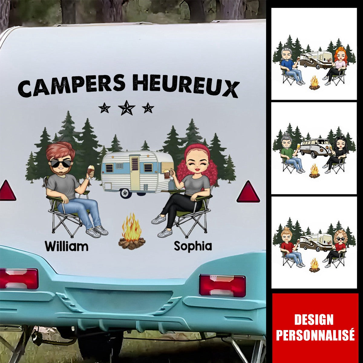 Autocollant Personnalisé Camping - Couple & Camping-Car