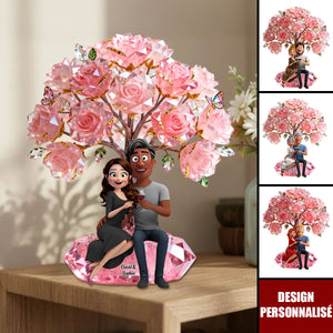 Plaque de Couple Arbre de Roses Personnalisée - Souvenir de Votre Amour