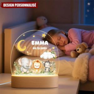 Lampe LED Personnalisée – Animaux de la Savane sous la Lune