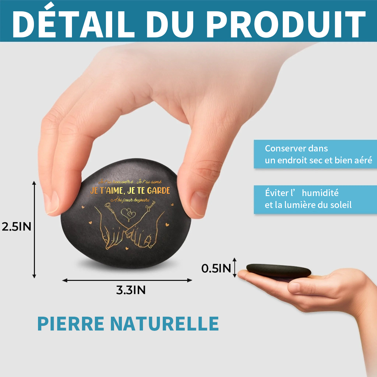 Galet Personnalisé Imprimé – Cadeau Romantique Gravé pour Couple