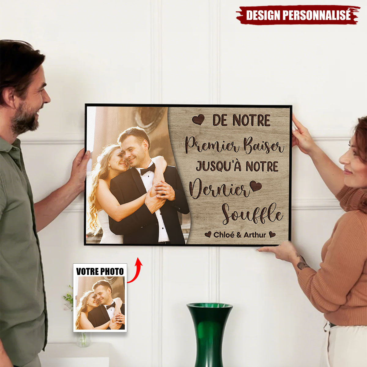 Affiche Personnalisée Couple avec Photo – De Notre Premier Baiser Jusqu’à Notre Dernier Souffle