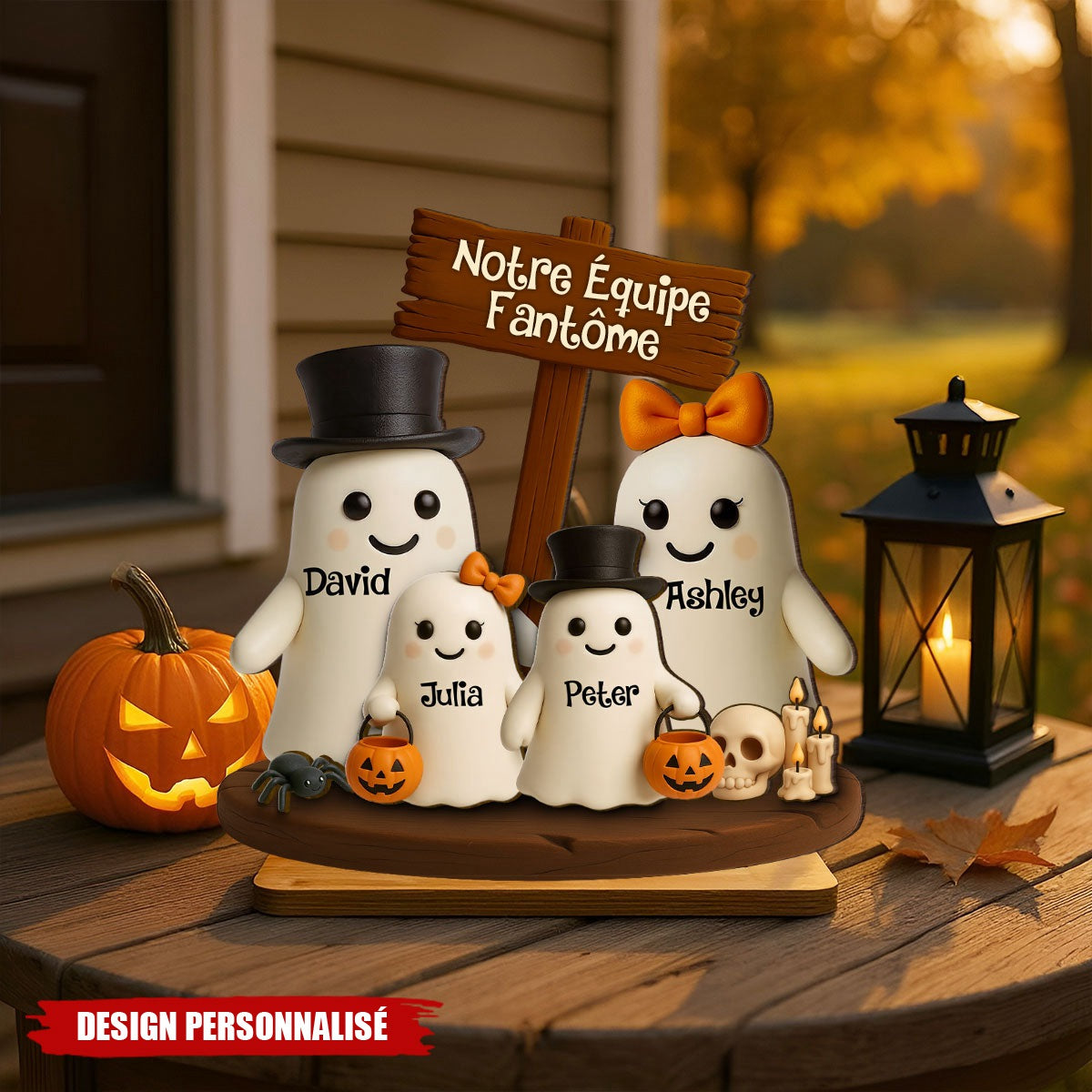 Plaque en Bois Personnalisée – Notre Équipe Fantôme