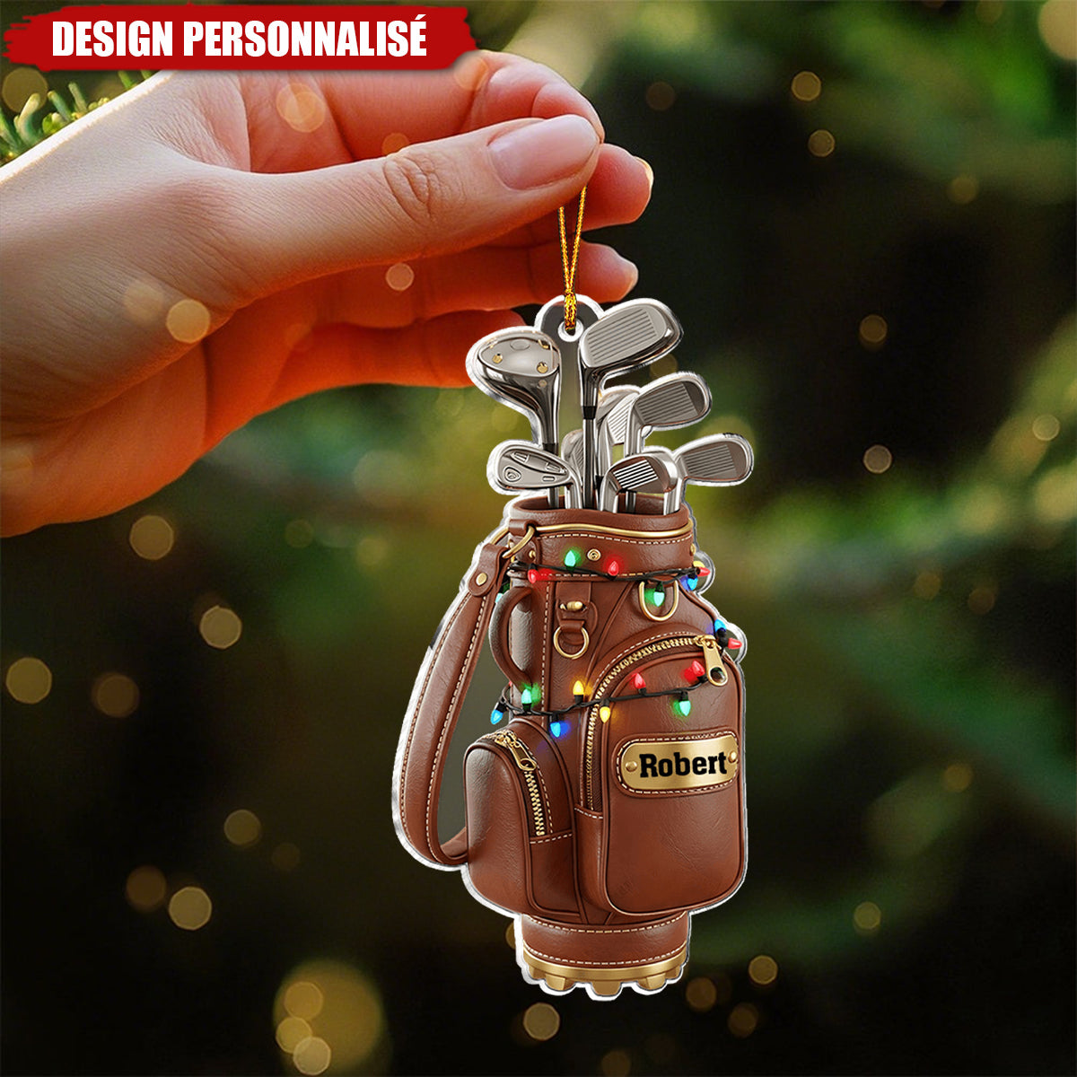 Décoration de Noël Personnalisée Sac de Golf – Cadeau Unique pour les Amateurs de Golf