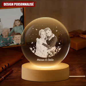 Lampe de nuit en cristal personnalisée avec photo - Le cadeau parfait pour maman