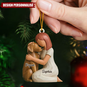 Ornement Noël Personnalisé – Câlin Tendresse avec Votre Chien