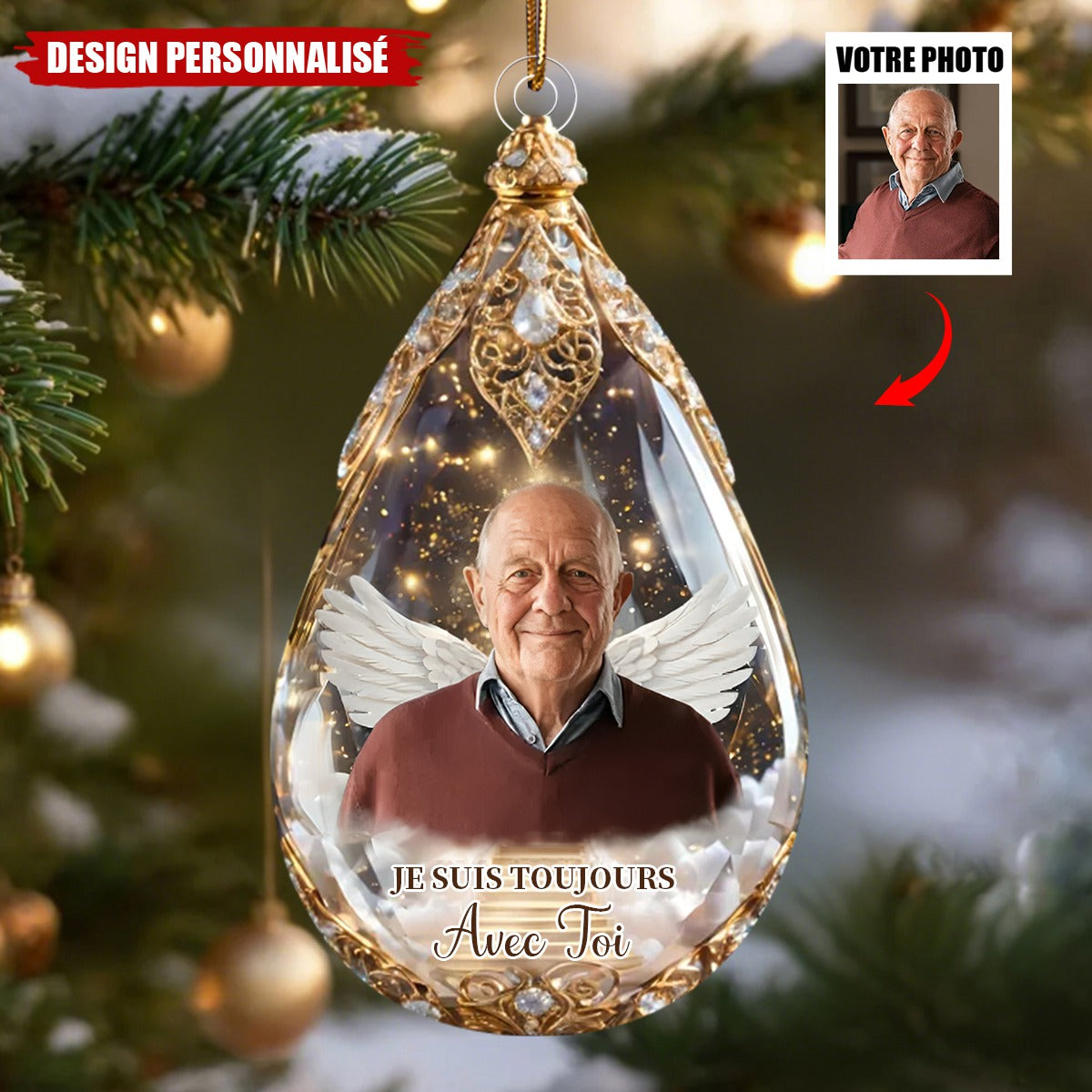 Ornement Commémoratif Ange Personnalisé – Souvenir Photo Personnalisé