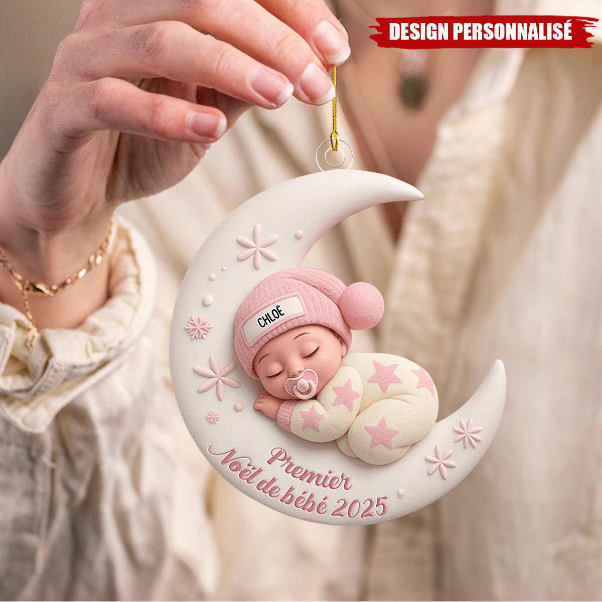Ornement Personnalisé Premier Noël Bébé – Décoration Unique et Mémorable