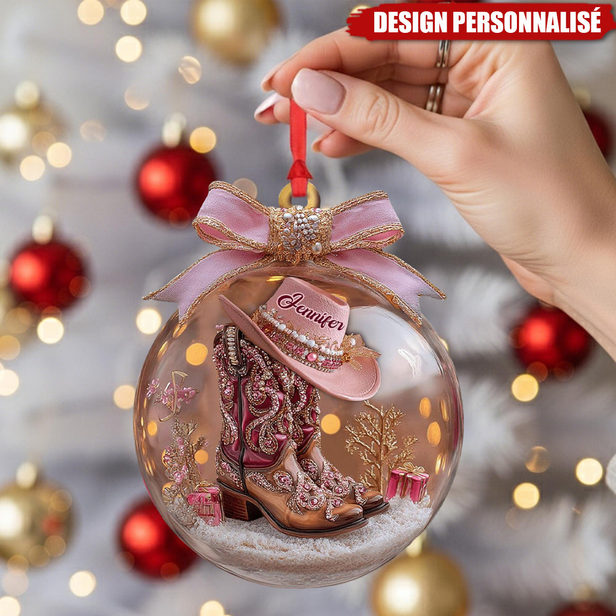 Ornement de Noël Personnalisé Cowgirl Western – Cadeau de Noël pour Cowgirl
