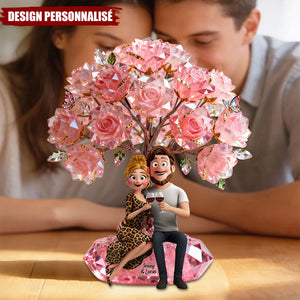 Plaque de Couple Arbre de Roses Personnalisée - Souvenir de Votre Amour
