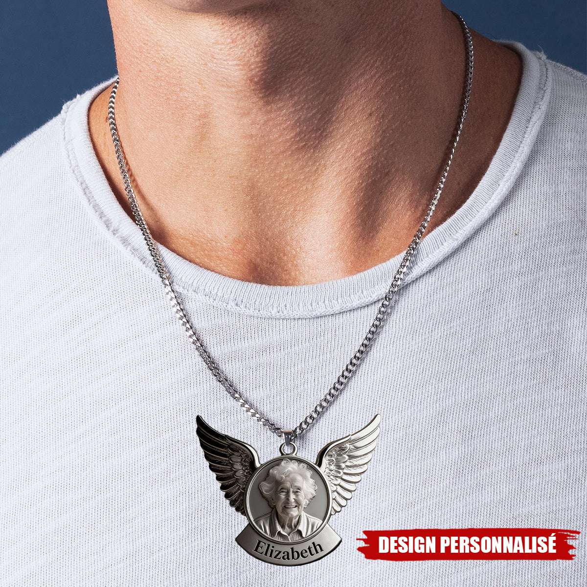 Collier Ange Personnalisé avec Photo – Pendentif Souvenir en Mémoire d’un Être Cher
