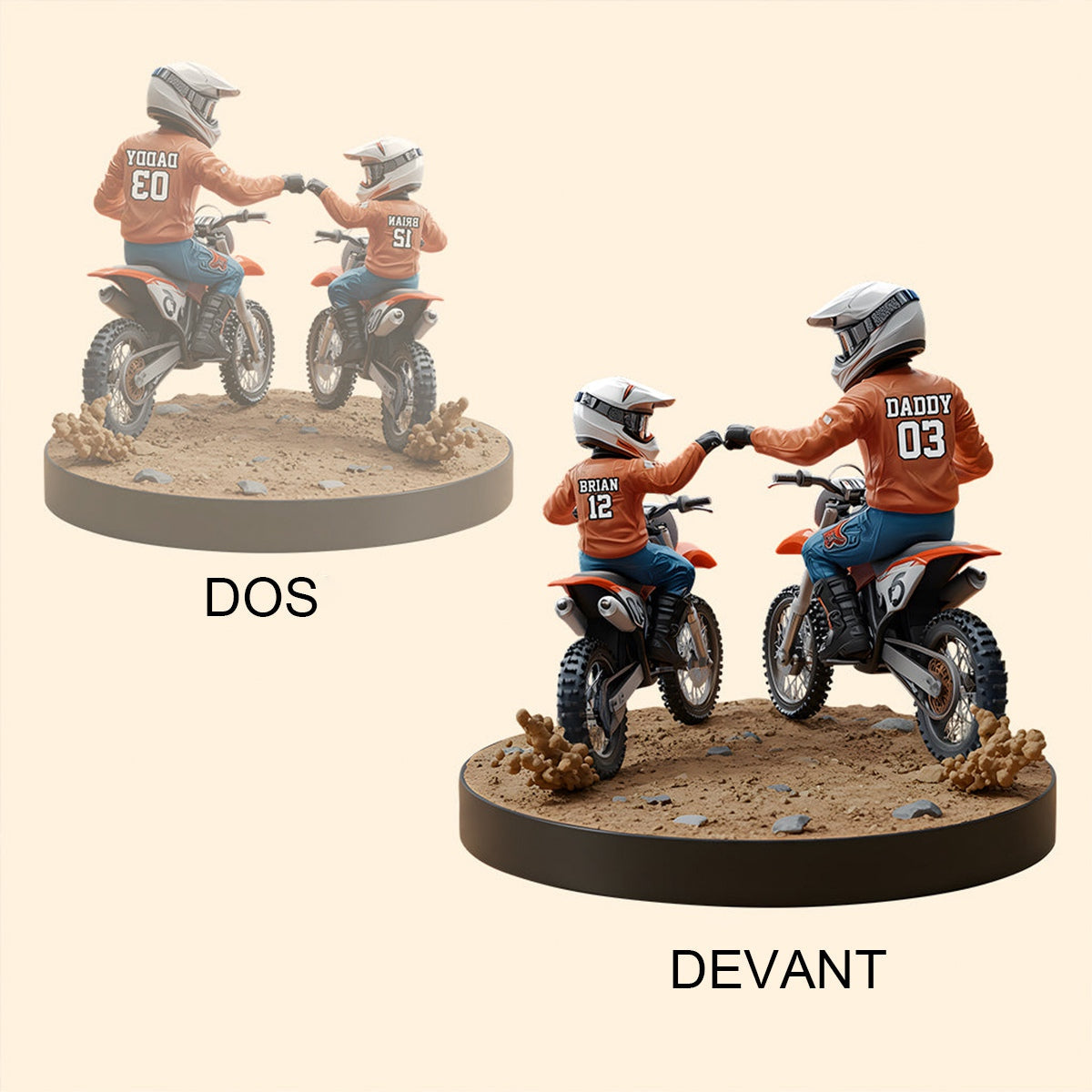 Plaque en acrylique personnalisée Père et Enfant en Moto – Cadeau Touchant pour la Fête des Pères