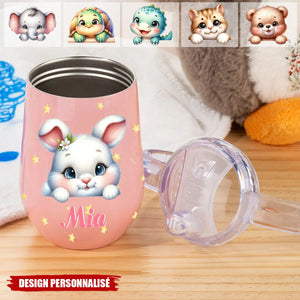 Tasse à Bec Isolée 300 ml Personnalisée avec Nom et Motif d'Animal Design