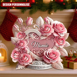 Plaque cœur à la rose personnalisée – Un cadeau unique pour maman
