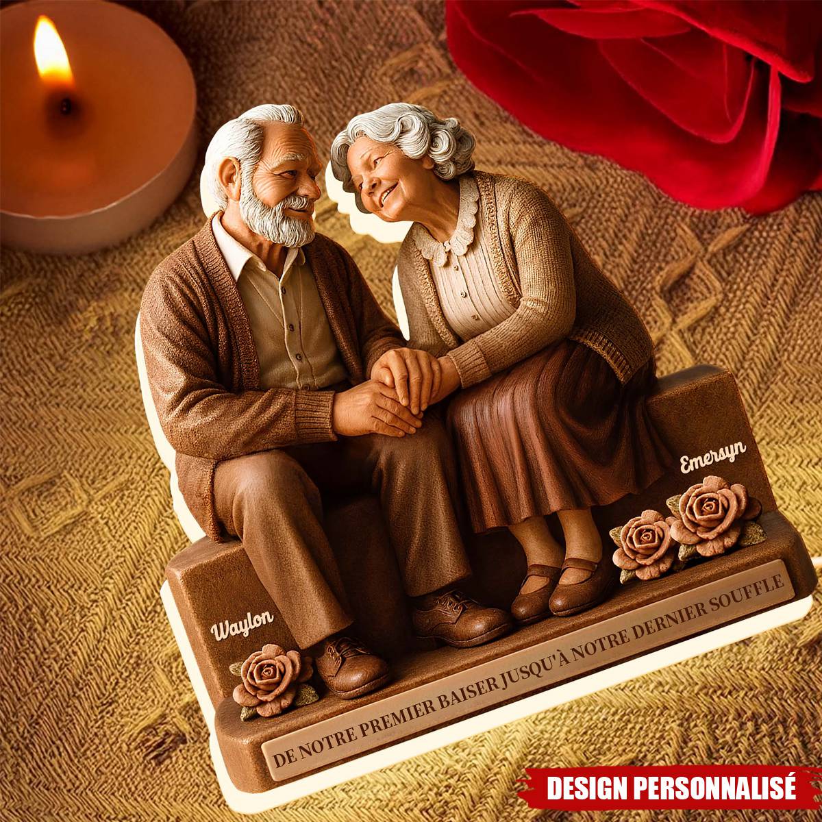 Boîte lumineuse LED Personnalisée Couple – Symbole d’Amour Éternel