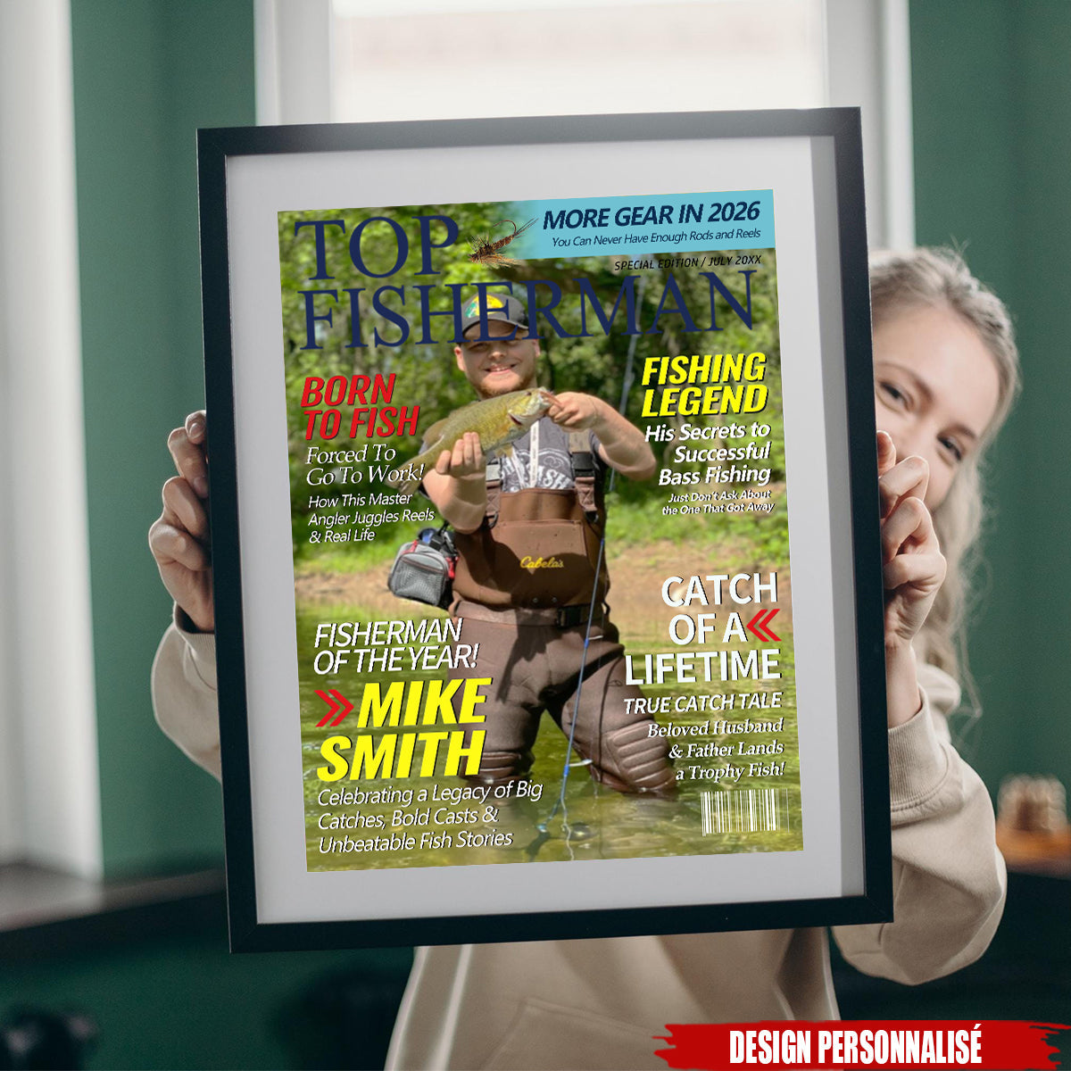 Personalized Fishing Magazine Cover Poster – Unique Gift for Anglers & Fishing Lovers