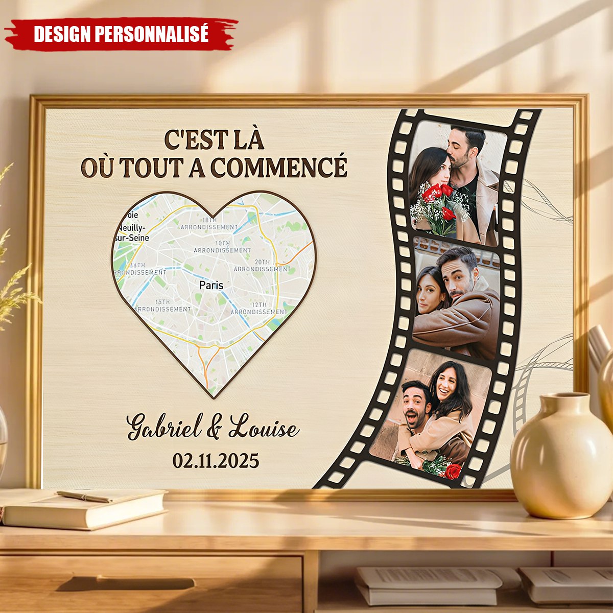 Affiche Personnalisée Couple - C'est là où tout a commencé