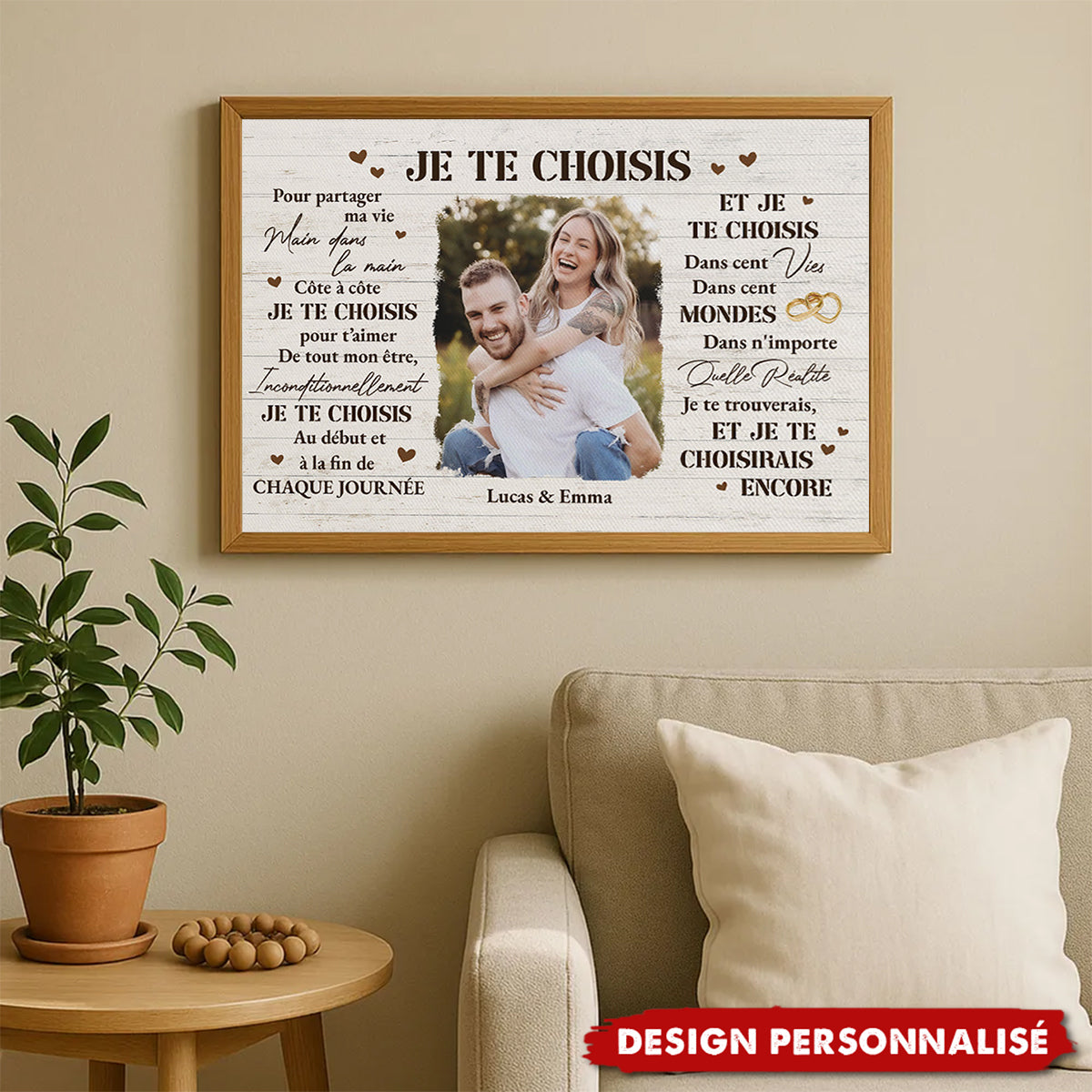 Affiche Personnalisée Couple avec Photo – Je Te Choisis