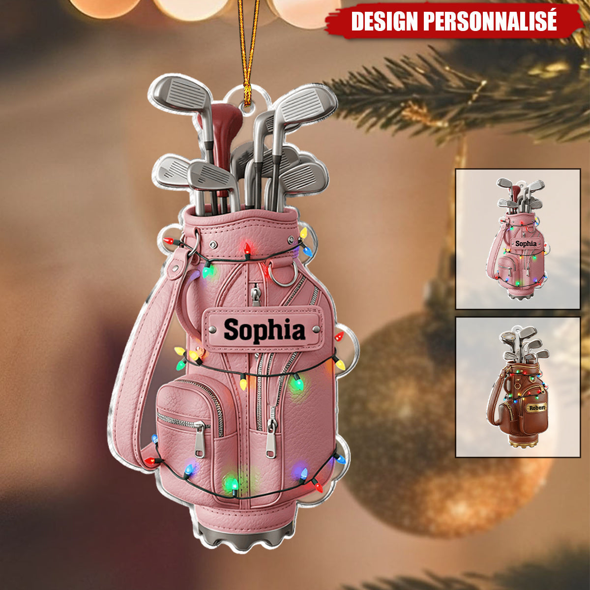 Décoration de Noël Personnalisée Sac de Golf – Cadeau Unique pour les Amateurs de Golf