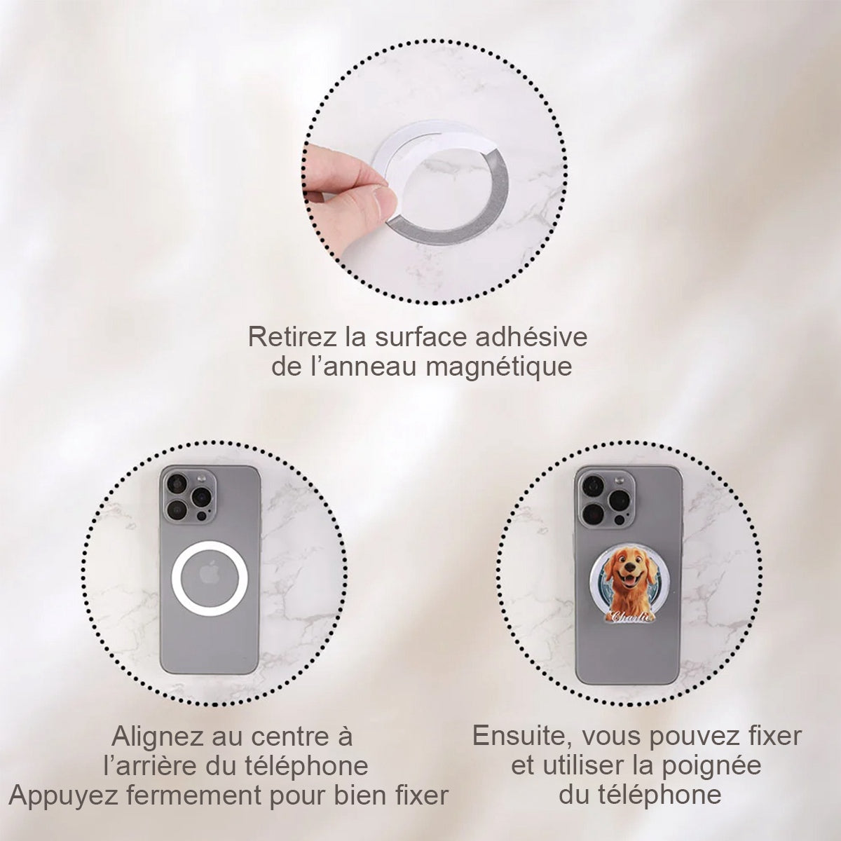 Support de Téléphone Personnalisé avec Portrait de Chien - Cadeau Unique pour Amoureux des Animaux