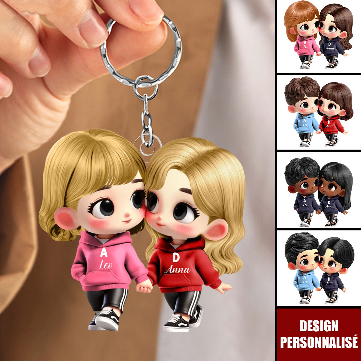 Porte-clés Couple Personnalisé – Mignon et Unique, Cadeau Romantique pour Lui & Elle