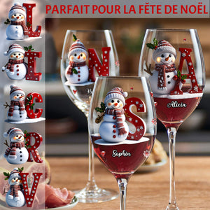 Verres à Vin Personnalisés – Flocon de Neige & Bonhomme de Neige pour Noël