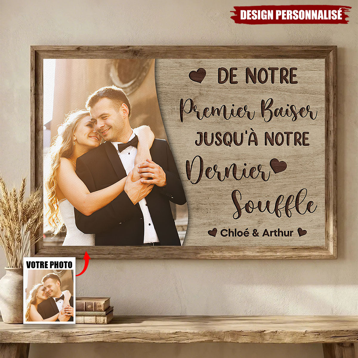 Affiche Personnalisée Couple avec Photo – De Notre Premier Baiser Jusqu’à Notre Dernier Souffle