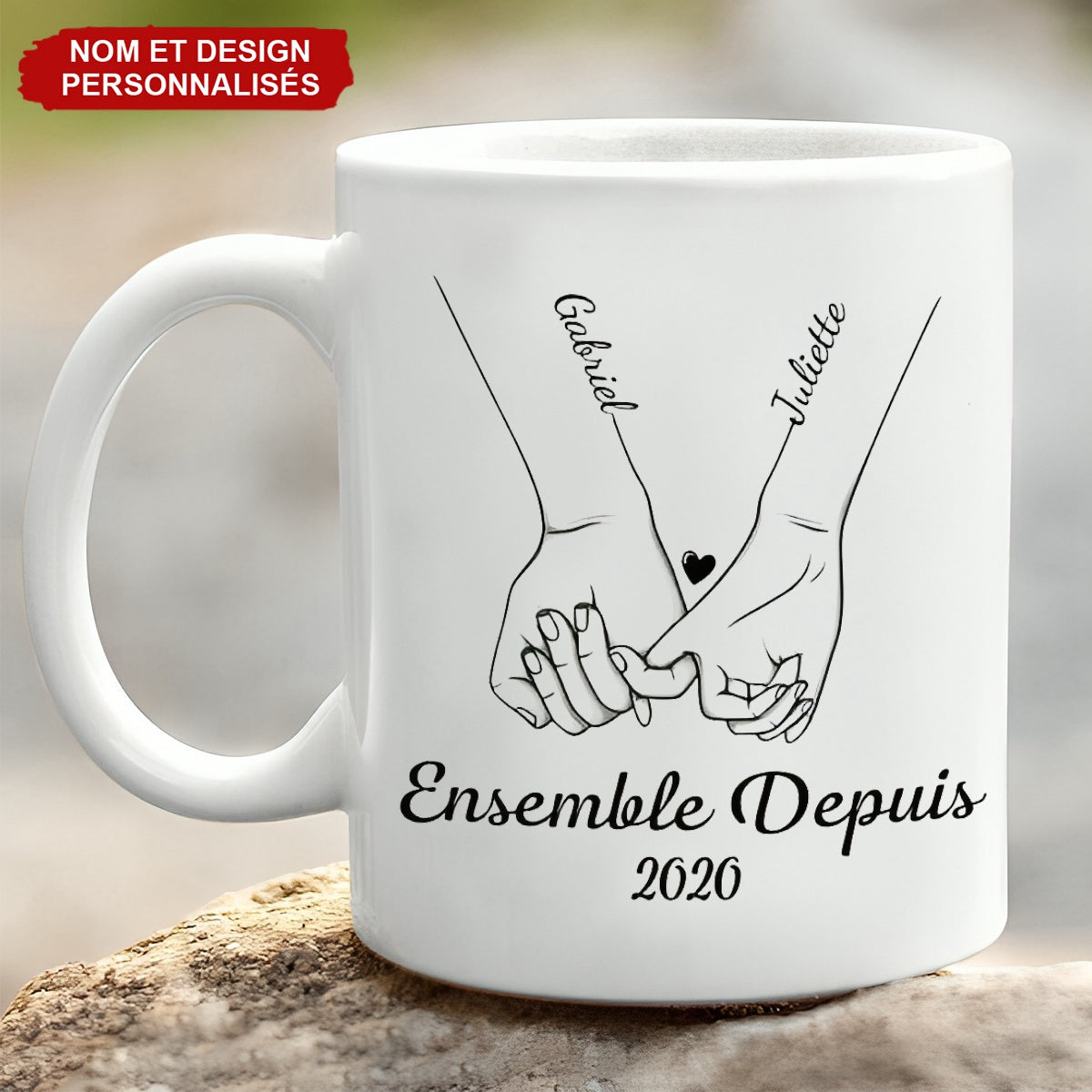 Mug Couple Personnalisé – Mug Promesse du Petit Doigt avec Noms Personnalisés