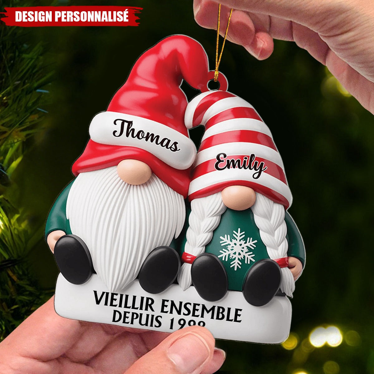 Décoration de Noël Couple Personnalisée - Vieillir Ensemble