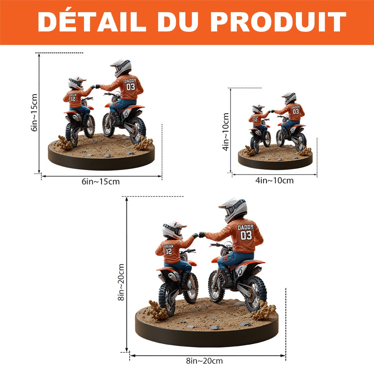 Plaque en acrylique personnalisée Père et Enfant en Moto – Cadeau Touchant pour la Fête des Pères