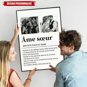 Affiche Personnalisée « Âme Soeur » - Photos, Prénoms et Souvenir d’Amour