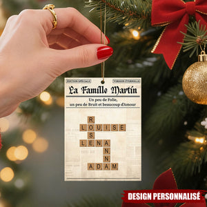 Ornement de Noël Personnalisé – Mots Croisés de la Famille