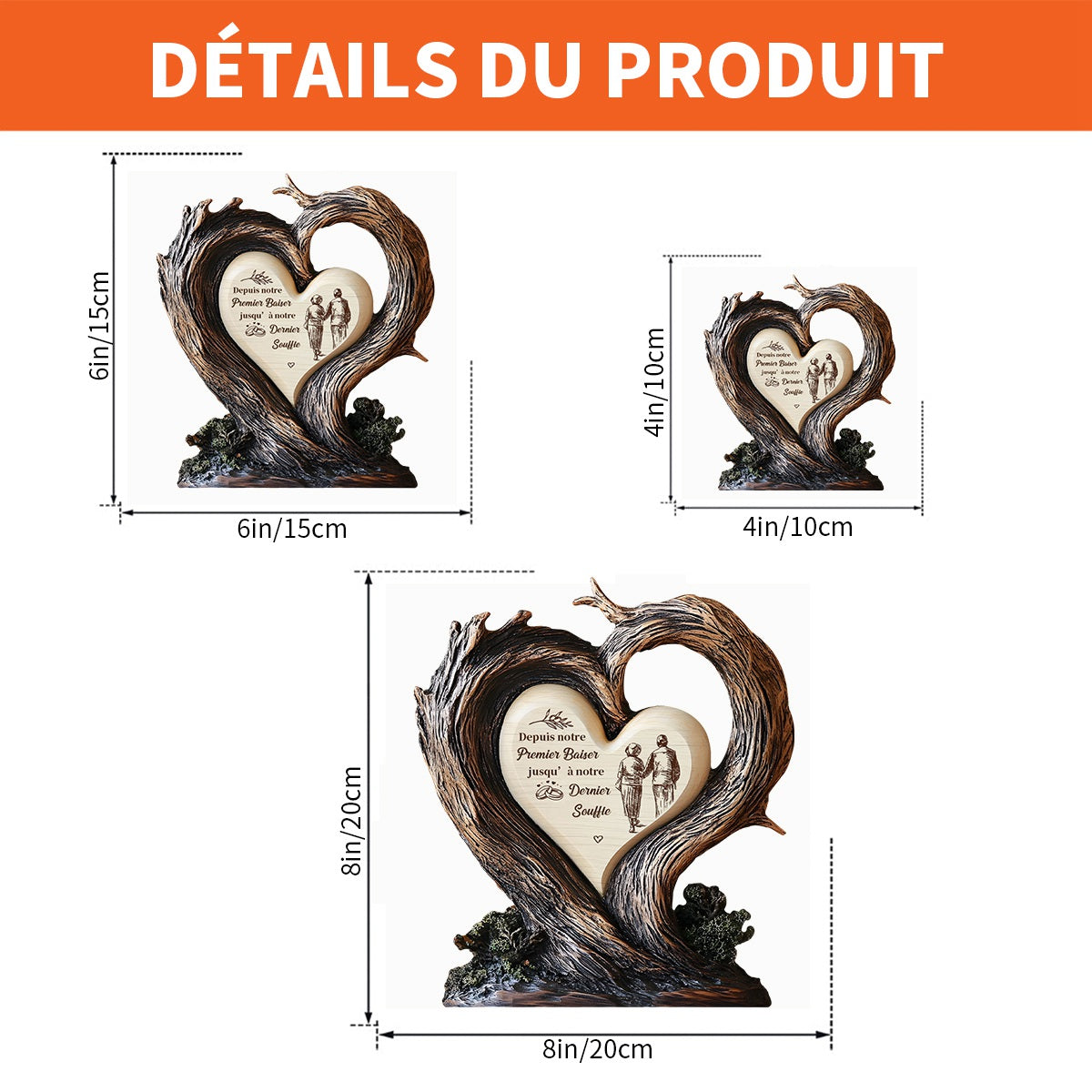 Plaque Acrylique en Forme de Cœur pour Couple – Cadeau Romantique Personnalisé