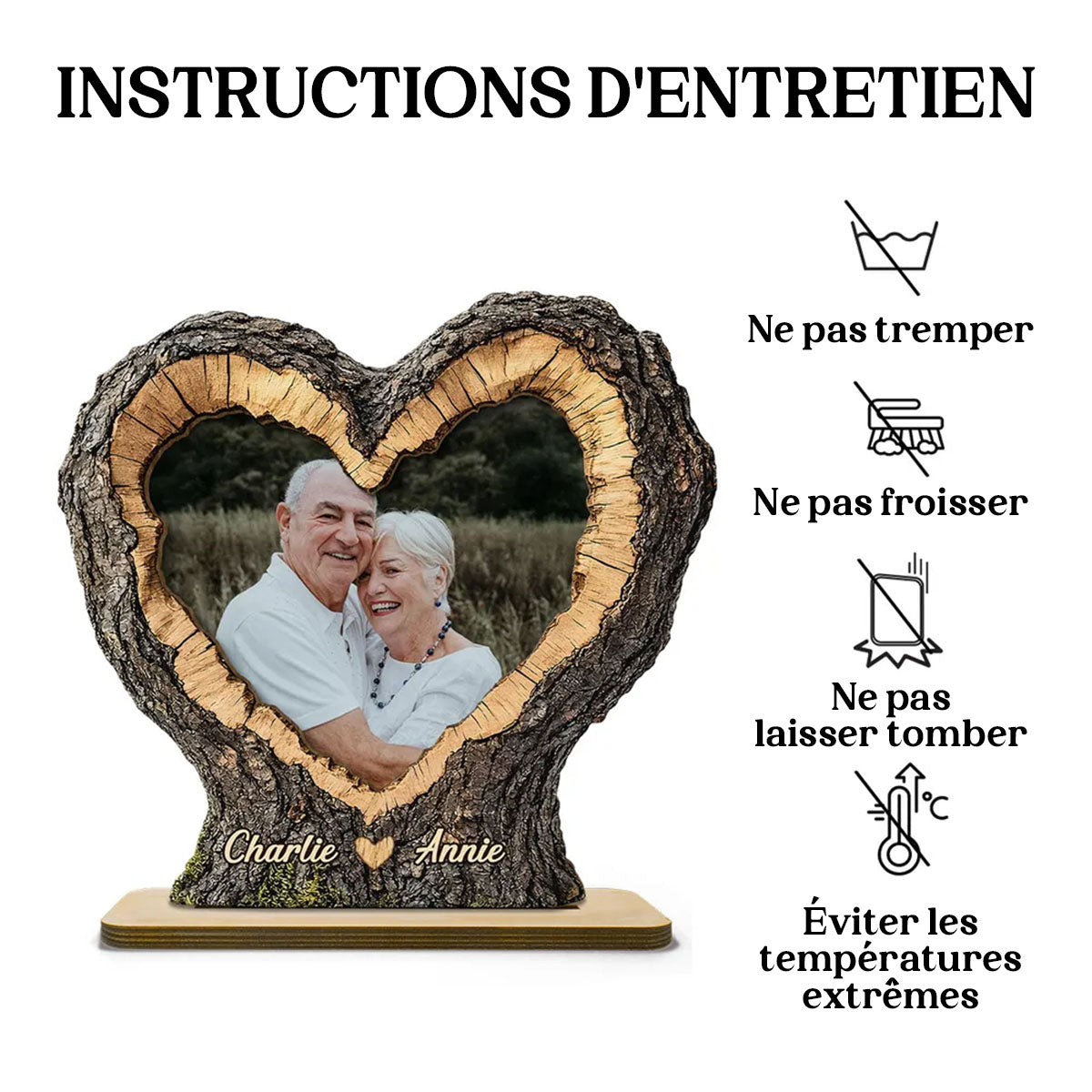 Plaque en Bois en Forme de Cœur Personnalisée - Cadeau de Saint-Valentin pour Lui, pour Elle