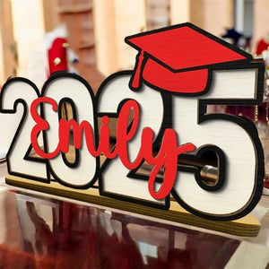 Plaque en Bois Personnalisée avec Prénom – Souvenir de Remise de Diplôme 2025