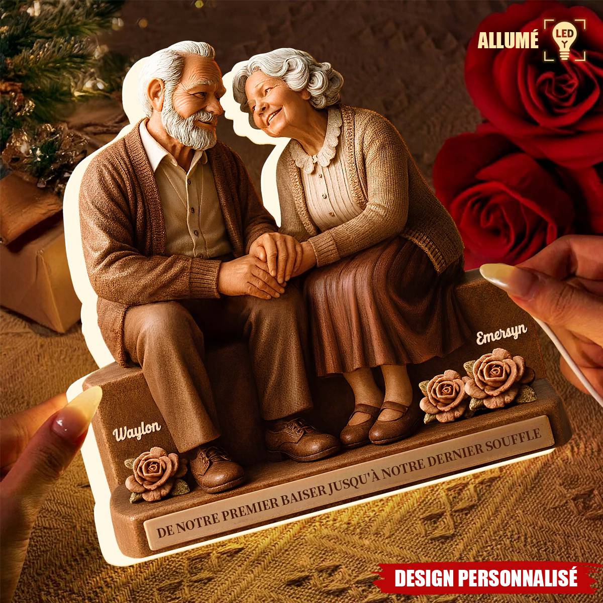Boîte lumineuse LED Personnalisée Couple – Symbole d’Amour Éternel