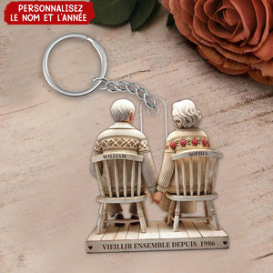 Porte-clés personnalisée "Vieillir ensemble" - Cadeau sentimental pour couple