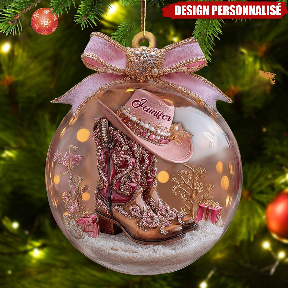 Ornement de Noël Personnalisé Cowgirl Western – Cadeau de Noël pour Cowgirl