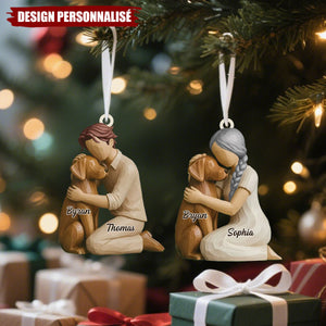 Ornement Noël Personnalisé – Câlin Tendresse avec Votre Chien