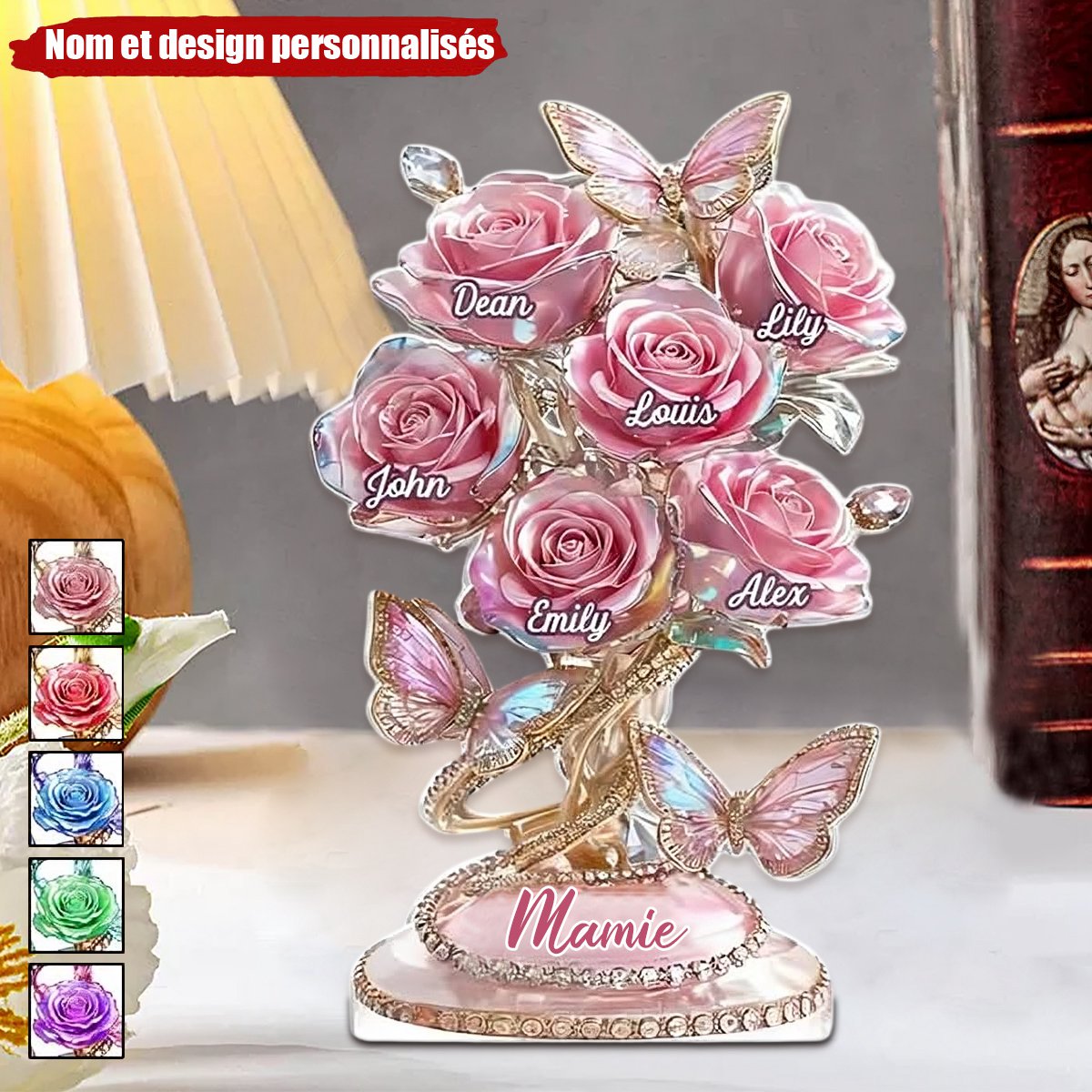 Chaque rose détient un morceau de votre cœur – Plaque personnalisée en acrylique en forme spéciale, personnalisée pour la famille