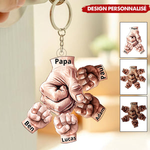 Porte-clés personnalisé Papa & Enfants – Poing contre Poing