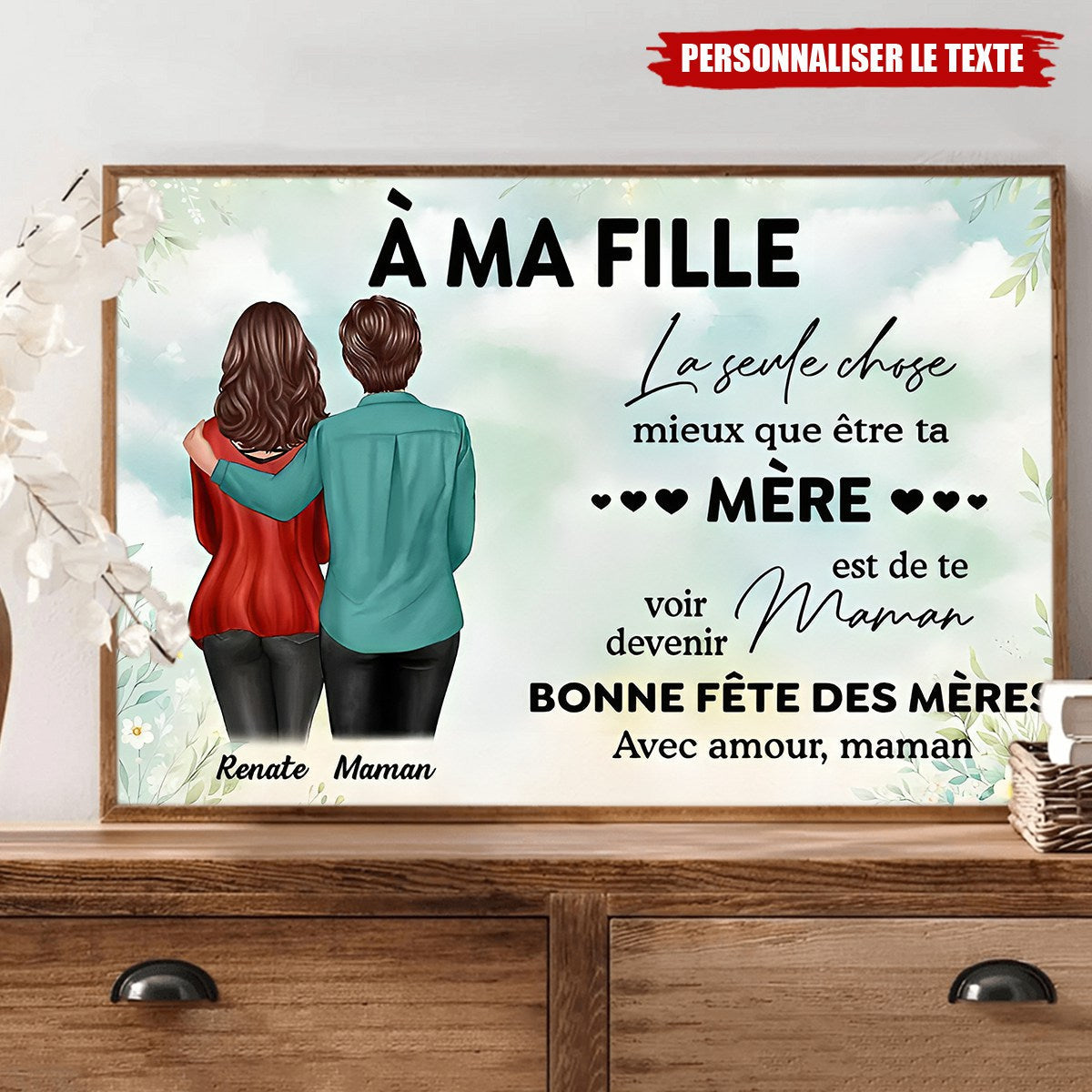 Tableau Personnalisé Pour Fille – Cadeau Touchant de Maman pour la Fête des Mères