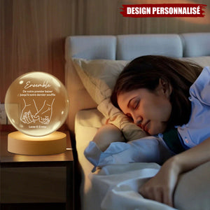 Veilleuse Boule De Cristal Personnalisée - Je t’aime pour toujours et à jamais