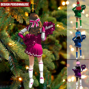 Pom-Pom Girl avec Nom ornement - Cadeau Unique pour Cheerleader