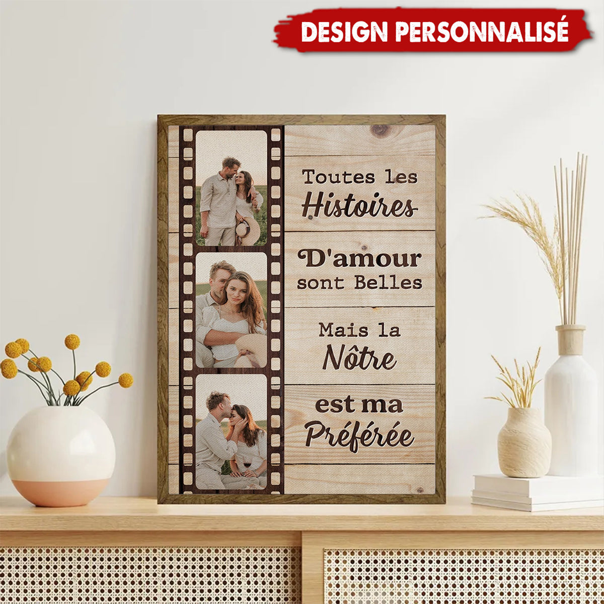 Affiche Personnalisée "Toutes les Histoires d'Amour" —  Cadeau pour Couple