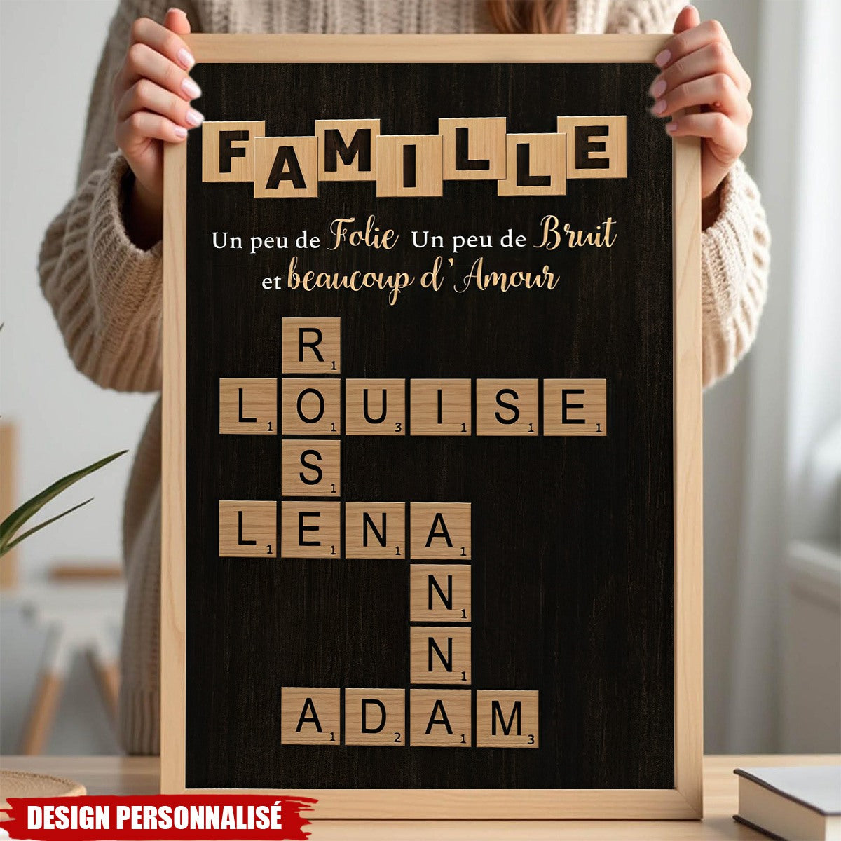 Affiche Personnalisée Mots Croisés Famille – Déco Murale Unique avec Prénoms