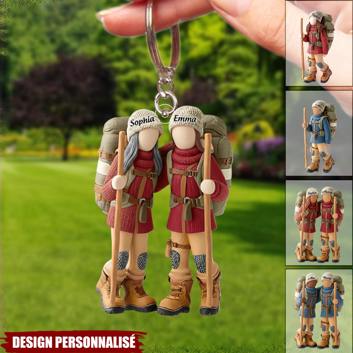 Partenaires de randonnée pour la vie – Porte-clés de randonnée personnalisé