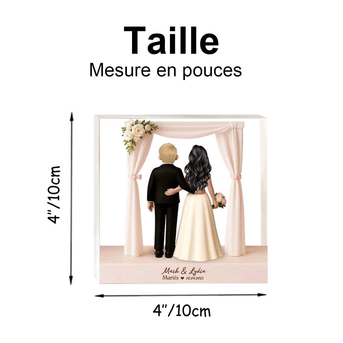 Plaque Acrylique Personnalisée – Mariage Romantique Sous l’Arche Florale