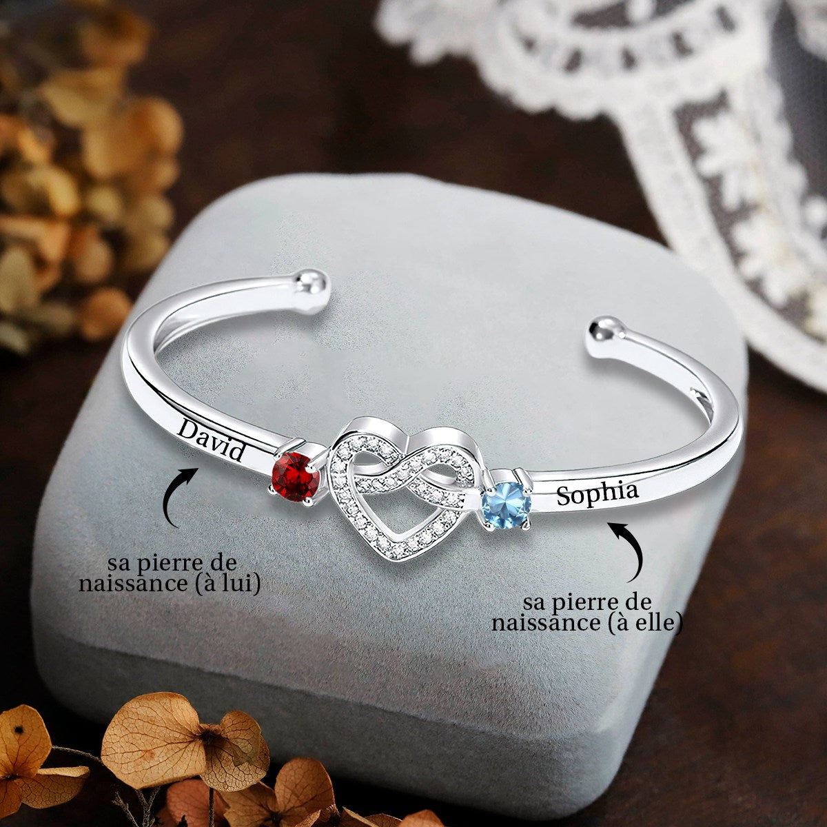 Ensemble pour toujours – Bracelet de couple personnalisé avec pierres de naissance