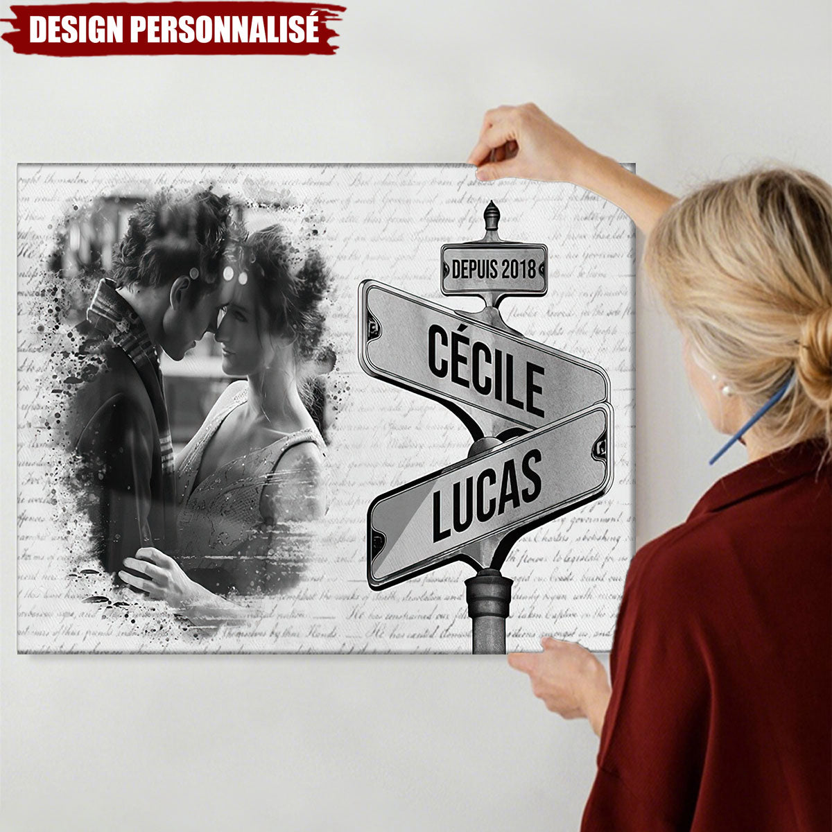 Affiche Personnalisée Couple avec Photo – Nom et année personnalisés
